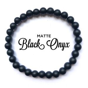 6mm Matte Black Onyx Stretch Bracelet Plain